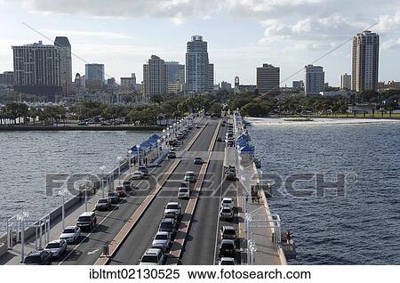 Stock Photography - Street from downtown Saint Petersburg to The Pier, Florida, United States, USA, North America. Fotosearch