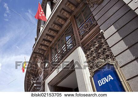 Subsidiary of the Spanish bank BBVA, Banco Bilbao Vizcaya Argentaria, in a historical building in Madrid, Spain, Europe View Large Photo Image Stock Photography - Subsidiary of the Spanish bank BBVA, Banco Bilbao Vizcaya Argentaria, in a historical building in Madrid, Spain, Europe. Fotosearch