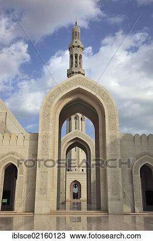 Stock Image - Sultan Qaboos Grand Mosque, the main mosque in Oman, one of the most important buildings in the country, one of the world's largest mosques, Muscat, Oman, Arabian Peninsula, Middle East, Asia. Fotosearch