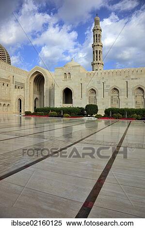 Stock Photography - Sultan Qaboos Grand Mosque, the main mosque in Oman, one of the most important buildings in the country, one of the world's largest mosques, Muscat, Oman, Arabian Peninsula, Middle East, Asia. Fotosearch