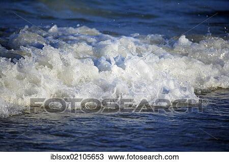 Stock Image - Surf, waves, Galapagos Islands, Ecuador, South America, Pacific, Pacific Ocean, South America. Fotosearch