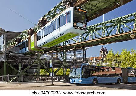 Suspension railway, WSW GTW Generation 15, at the station Oberbarmen, Wuppertal, Bergisches Land, North Rhine-Westphalia, Germany, Europe View Large Photo Image Stock Image - Suspension railway, WSW GTW Generation 15, at the station Oberbarmen, Wuppertal, Bergisches Land, North Rhine-Westphalia, Germany, Europe. Fotosearch