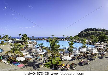 Stock Photograph - Swimming pools, Parque Maritimo of Cesar Manrique, Santa Cruz de Tenerife, Tenerife, Canary Islands, Canary Islands, Spain, Europe. Fotosearch
