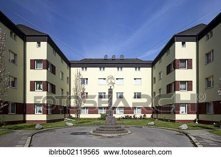 Stock Photography - Talstrasse housing estate, Aachen, North Rhine-Westphalia, Germany, Europe, PublicGround, Europe. Fotosearch