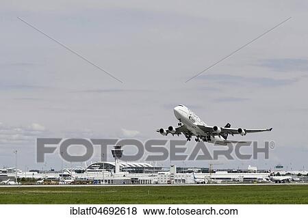 Thai Airways, European Starling Alliance, Boeing, B747-800, European Starlingt, Runway South, with Terminal 1 and Tower, Munich Airport, Upper Bavaria, Bavaria, Germany, Europe View Large Photo Image Stock Photo - Thai Airways, European Starling Alliance, Boeing, B747-800, European Starlingt, Runway South, with Terminal 1 and Tower, Munich Airport, Upper Bavaria, Bavaria, Germany, Europe. Fotosearch