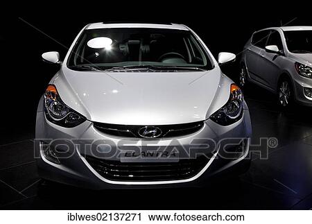 Stock Image - The 2012 Hyundai Elantra on display at the North American International Auto Show, Detroit, Michigan, USA, North America. Fotosearch