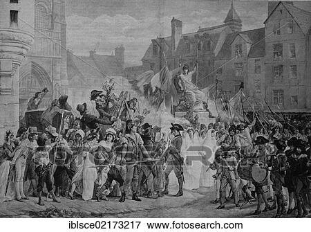 Stock Photo - The celebration of the Goddess of Reason in Paris in 1793, the French Cult of Reason, Culte de la Raison, belonged like other revolutionary cults to an ensemble of civil religious festivals and beliefs during the French Revolution, historical.... Fotosearch
