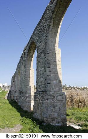 Stock Image - The historic Kamares Aqueduct near Larnaca, Southern Cyprus, Europe. Fotosearch