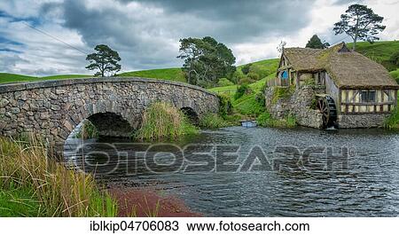 The historical water mill in Hobbiton, location of the Lord of the Rings and The Hobbit film trilogy, near Matamata, North Island, New Zealand, Oceania View Large Photo Image Stock Image - The historical water mill in Hobbiton, location of the Lord of the Rings and The Hobbit film trilogy, near Matamata, North Island, New Zealand, Oceania. Fotosearch