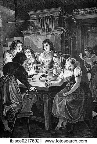 The New Year's Eve custom of telling fortunes by the shapes made by molten lead dropped into cold water, historical engraving, 1883 View Large Photo Image Stock Image - The New Year's Eve custom of telling fortunes by the shapes made by molten lead dropped into cold water, historical engraving, 1883. Fotosearch