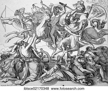 The ride of the Four Horsemen of the Apocalypse, historical engraving, 1883 View Large Photo Image Stock Photo - The ride of the Four Horsemen of the Apocalypse, historical engraving, 1883. Fotosearch