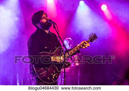 Stock Image - The Swedish indie rock band Shout Out Louds live in the Schüür Luzern, Switzerland Adam Olenius, vocals, guitar Ted Malmros, bass Carl von Arbin, guitar Eric Edman, drums Bebban Stenborg, keyboard, vocals. Fotosearch