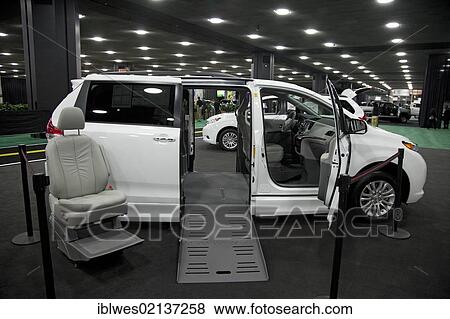 Stock Photo - The Toyota Sienna Ramp Van which allows easy weelchair access, on display at the North American International Auto Show, Detroit, Michigan, USA, North America. Fotosearch