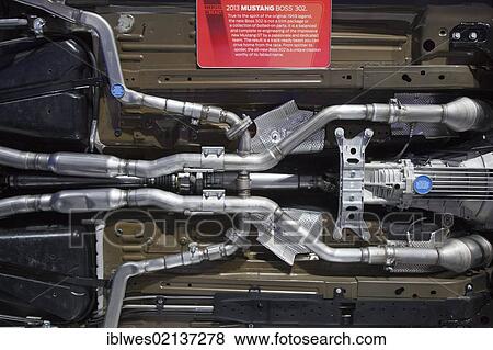 The underside of the 2013 Mustang Boss 302 on display at the North American International Auto Show, Detroit, Michigan, USA, North America View Large Photo Image Stock Photo - The underside of the 2013 Mustang Boss 302 on display at the North American International Auto Show, Detroit, Michigan, USA, North America. Fotosearch