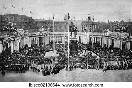 The unveiling of the Kaiser Wilhelm Monument in Berlin, Germany, 1897, historic wood engraving, about 1897, Europe View Large Photo Image Picture - The unveiling of the Kaiser Wilhelm Monument in Berlin, Germany, 1897, historic wood engraving, about 1897, Europe. Fotosearch