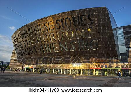 Stock Photo - The Welsh Millennium Center, architect Percy Thomas, Cardiff, South Glamorgan, Wales, United Kingdom, Europe. Fotosearch
