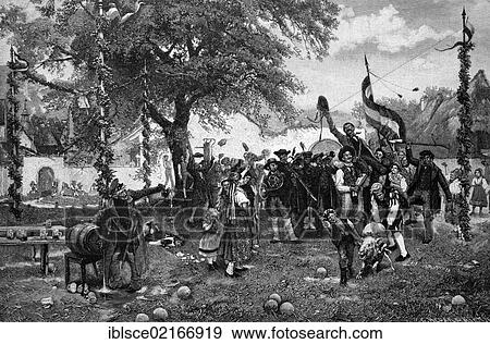 The winner of a customary bowling game, Schweinauskegeln, folk festival, historical wood engraving, 1886 View Large Photo Image Stock Photo - The winner of a customary bowling game, Schweinauskegeln, folk festival, historical wood engraving, 1886. Fotosearch