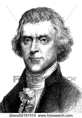Picture - Thomas Jefferson, 1743 - 1826, the third president of the United States, the principal author of the Declaration of Independence, historical engraving, 1880. Fotosearch