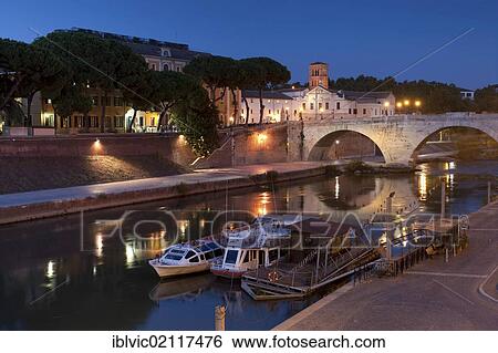 Tiber river, Tiber Island and the Ponte Cestio at dusk, with excursion boats, Rome, Italy, Europe View Large Photo Image Stock Photograph - Tiber river, Tiber Island and the Ponte Cestio at dusk, with excursion boats, Rome, Italy, Europe. Fotosearch