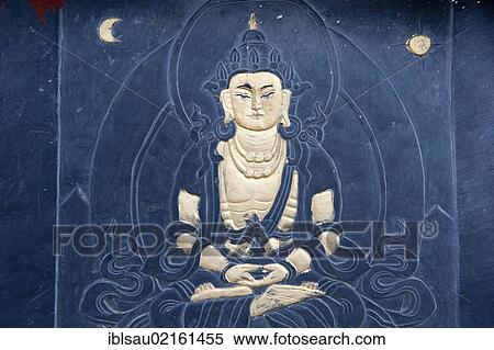 Tibetan Buddhism, stone relief, image of Buddha, Bhumisparsha Mudra, touching the earth, Dochu-La-Pass, the Himalayas, Kingdom of Bhutan, South Asia, Asia View Large Photo Image Stock Photography - Tibetan Buddhism, stone relief, image of Buddha, Bhumisparsha Mudra, touching the earth, Dochu-La-Pass, the Himalayas, Kingdom of Bhutan, South Asia, Asia. Fotosearch