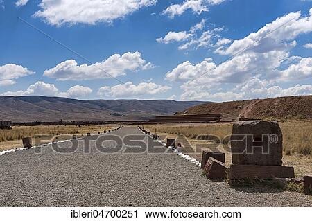 Stock Image - Tihuanaku, ruins of pre-Inca cultures, Bolivia, South America. Fotosearch
