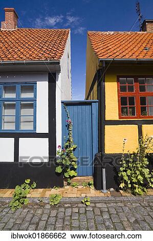 Stock Image - Timber-framed houses in Rønne, Bornholm, Denmark, Europe. Fotosearch