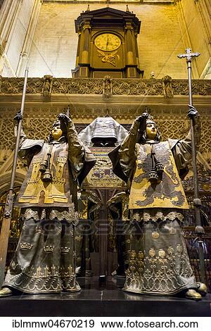 Stock Photo - Tomb of Christopher Columbus, Cristoforo Colombo, Cristóbal Colón, Cathedral of Seville, Catedral de Santa María de la Sede Sevilla, Andalusia, Spain, Europe. Fotosearch