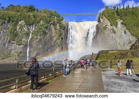 Tourists in front of Montmorency Falls, Québec Province, Canada, North America View Large Photo Image Stock Image - Tourists in front of Montmorency Falls, Québec Province, Canada, North America. Fotosearch