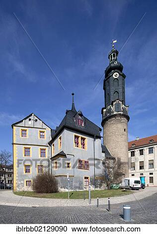Stock Image - Town and Royal Palace, Weimar, Thuringia, Germany, Europe, PublicGround, Europe. Fotosearch