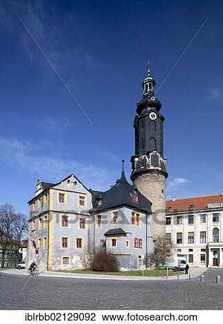 Stock Image - Town and Royal Palace, Weimar, Thuringia, Germany, Europe, PublicGround, Europe. Fotosearch