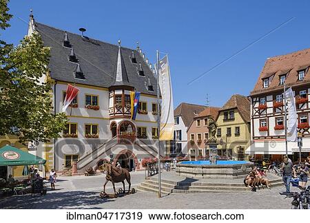 Town Hall, Market Square, Volkach, Lower Franconia, Mainfranken, Franconia, Bavaria, Germany, Europe View Large Photo Image Stock Photo - Town Hall, Market Square, Volkach, Lower Franconia, Mainfranken, Franconia, Bavaria, Germany, Europe. Fotosearch