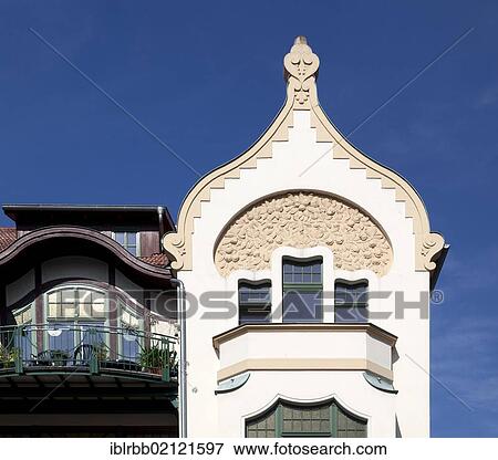 Stock Photo - Townhouse, Art Nouveau, Eisenach, Thuringia, Germany, Europe, PublicGround, Europe. Fotosearch