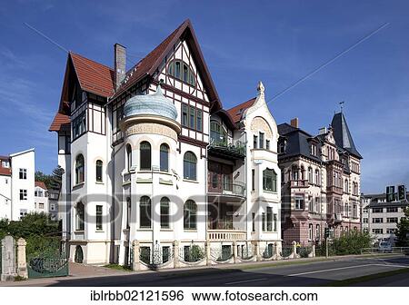 Stock Photograph - Townhouse, Art Nouveau, Eisenach, Thuringia, Germany, Europe, PublicGround, Europe. Fotosearch