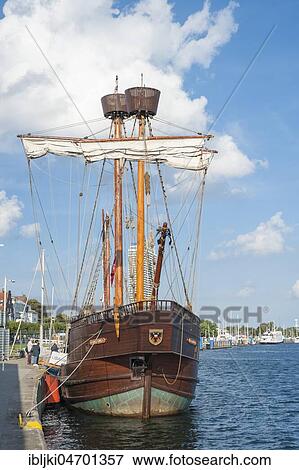 Stock Photo - Traditional sailing boat in the harbour, Travemünde, Baltic Sea, Schleswig-Holstein, Germany, Europe. Fotosearch