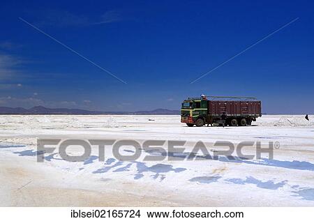 Truck on a salt lake, Uyuni, Bolivia, South America View Large Photo Image Picture - Truck on a salt lake, Uyuni, Bolivia, South America. Fotosearch