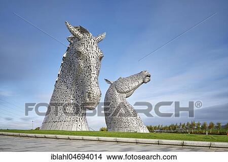 Two sculptures made of steel, horse figure, The Kelpies, Helix Park, near Falkirk, Scotland, Great Britain View Large Photo Image Picture - Two sculptures made of steel, horse figure, The Kelpies, Helix Park, near Falkirk, Scotland, Great Britain. Fotosearch