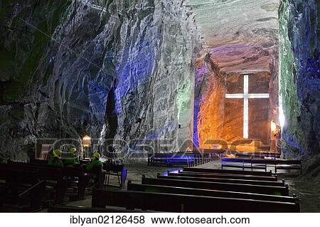 Stock Photo - Underground Salt Cathedral of Zipaquirá, Cundinamarca, Colombia, South America. Fotosearch