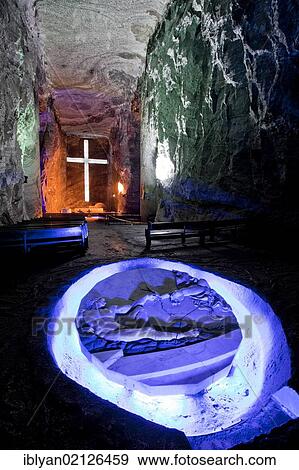 Stock Photo - Underground Salt Cathedral of Zipaquirá, Cundinamarca, Colombia, South America. Fotosearch