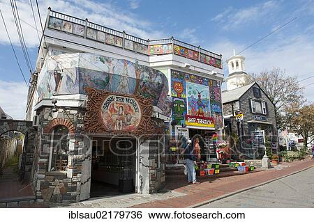 Various shops in a hippie style, Provincetown, Cape Cod, Massachusetts, New England, USA, North America, America, North America View Large Photo Image Stock Photograph - Various shops in a hippie style, Provincetown, Cape Cod, Massachusetts, New England, USA, North America, America, North America. Fotosearch