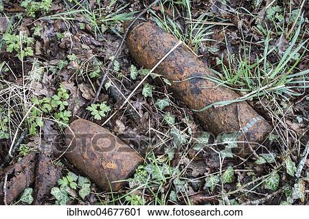 Stock Image - Vauquois Hill, grenades in the area, unexploded ordnance, First World War, near Verdun, Vauquois, Grand Est, France, Europe. Fotosearch