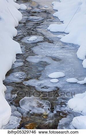 Stock Photograph - Vereister Bach, Inn tributary, Graubuenden, Switzerland, Europe. Fotosearch