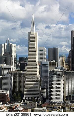 View from Coit Tower towards the Financial Center with the Transamerica Pyramid, San Francisco, California, USA, North America View Large Photo Image Stock Image - View from Coit Tower towards the Financial Center with the Transamerica Pyramid, San Francisco, California, USA, North America. Fotosearch