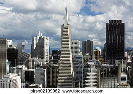 View from Coit Tower towards the Financial Center with the Transamerica Pyramid, San Francisco, California, USA, North America View Large Photo Image Stock Image - View from Coit Tower towards the Financial Center with the Transamerica Pyramid, San Francisco, California, USA, North America. Fotosearch