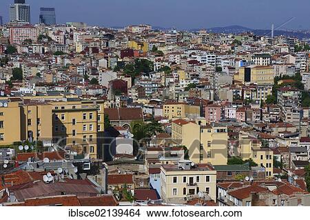 View from Galata Tower over the city, Istanbul, Turkey, Asia View Large Photo Image Picture - View from Galata Tower over the city, Istanbul, Turkey, Asia. Fotosearch