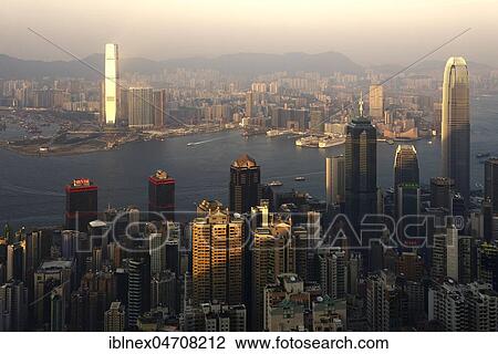 View from the peak to the skyline with illuminated ICC tower, International Center of Commerce, Hong Kong, China, Asia View Large Photo Image Stock Image - View from the peak to the skyline with illuminated ICC tower, International Center of Commerce, Hong Kong, China, Asia. Fotosearch