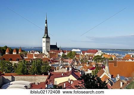 View from Toompea, Cathedral Hill, to the city walls, St. Olaf's Church and the old town, UNESCO World Heritage Site, Tallinn, Estonia, Baltic States, Northern Europe, Europe View Large Photo Image Stock Photo - View from Toompea, Cathedral Hill, to the city walls, St. Olaf's Church and the old town, UNESCO World Heritage Site, Tallinn, Estonia, Baltic States, Northern Europe, Europe. Fotosearch