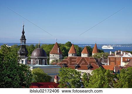 View from Toompea, Cathedral Hill to the city walls and the old town, UNESCO World Heritage Site, Tallinn, Estonia, Baltic States, Northern Europe, Europe View Large Photo Image Stock Photograph - View from Toompea, Cathedral Hill to the city walls and the old town, UNESCO World Heritage Site, Tallinn, Estonia, Baltic States, Northern Europe, Europe. Fotosearch