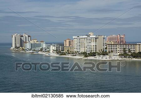 Stock Photography - View of hotels and resorts on South Gulfview Boulevard, Clearwater, Florida, United States, USA, North America. Fotosearch