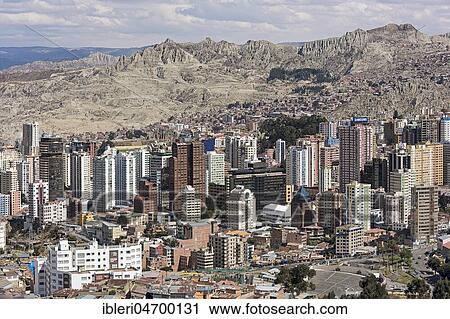 View of the city with skyscrapers in front of barren mountains, La Paz, Bolivia, South America View Large Photo Image Stock Image - View of the city with skyscrapers in front of barren mountains, La Paz, Bolivia, South America. Fotosearch