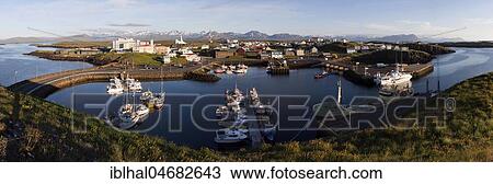 View of the harbour and the village Stykkisholmur, Snæfellsnes Peninsula, Panorama, West Iceland, Iceland, Europe View Large Photo Image Stock Image - View of the harbour and the village Stykkisholmur, Snæfellsnes Peninsula, Panorama, West Iceland, Iceland, Europe. Fotosearch